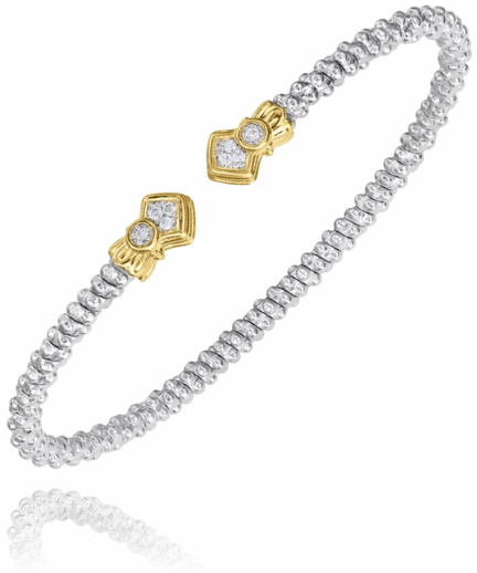 Work Accent Modern Form 14K Yellow Gold and Sterling Silver Diamond Bangle Bracelet