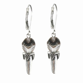 Trendy Finish Unique Essential Chocolate Swirl Ice Cream Cone Earrings Crystal on Sterling Silver