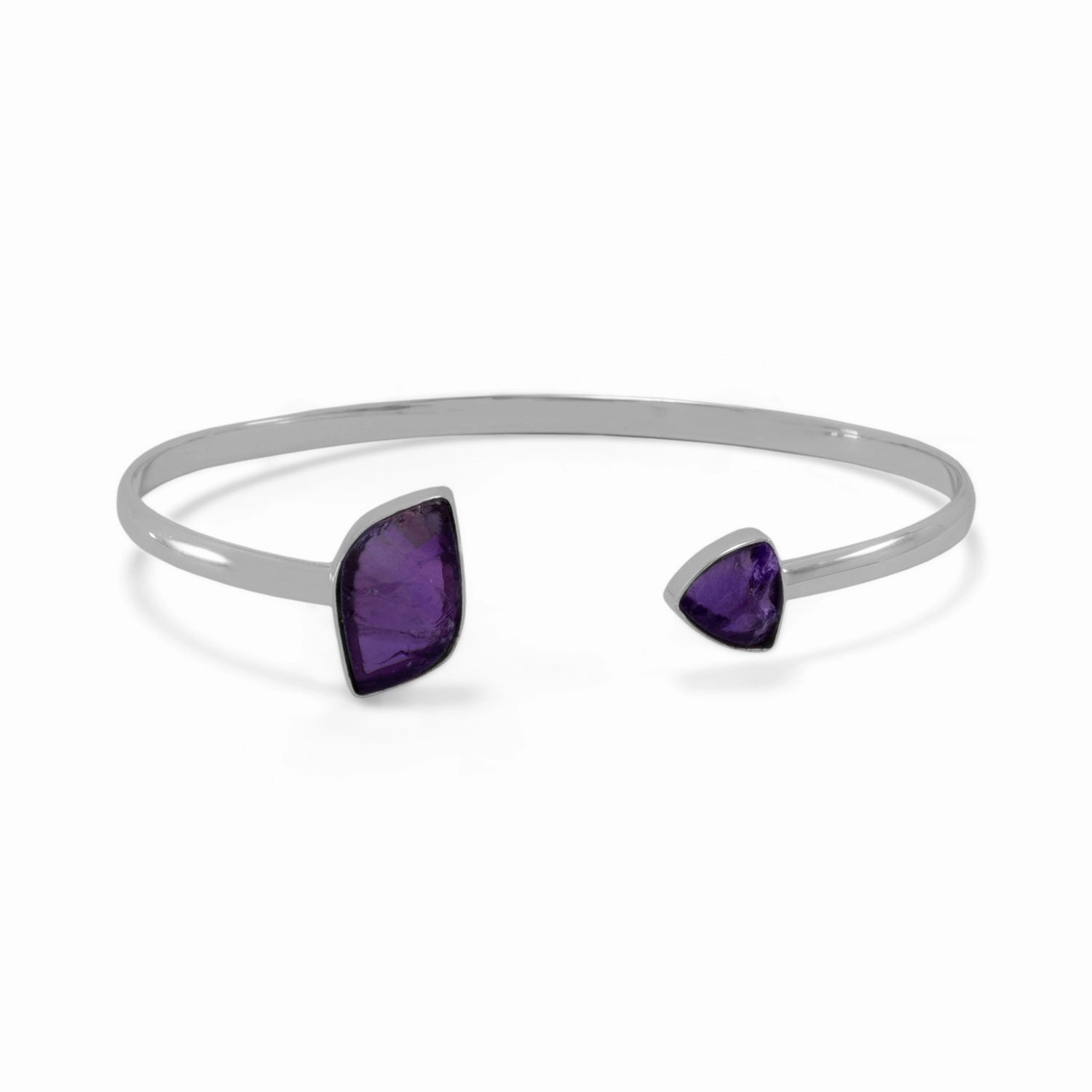 Endless Vision Chunk Unfaceted Amethyst Cuff Bracelet Sterling Silver
