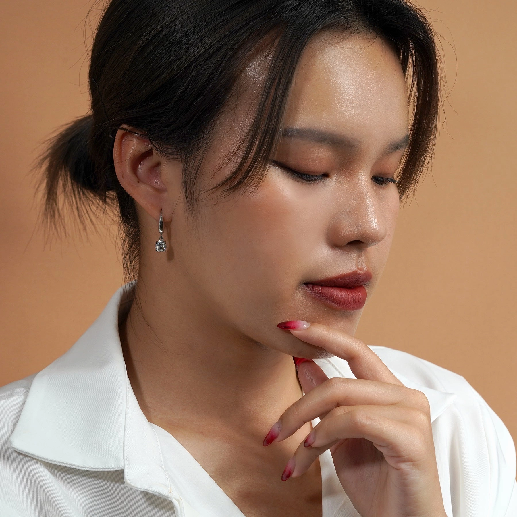 Neutral Trinket Graceful Option Classic 2 Carat Cushion Cut Moissanite Dangle Earrings for Women in 18K White Gold over Silver