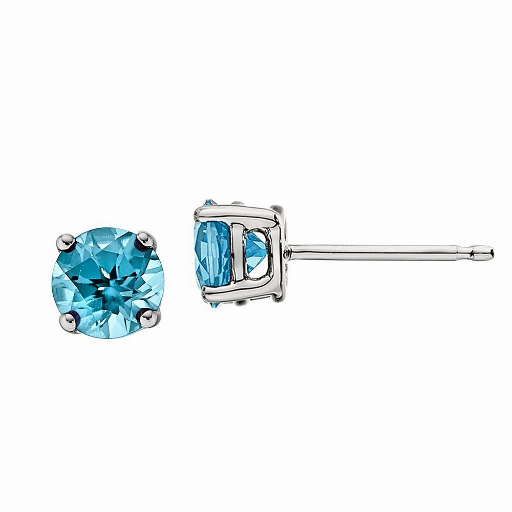 Classic Birthstone Stud Earrings with Blue Topaz Bold piece