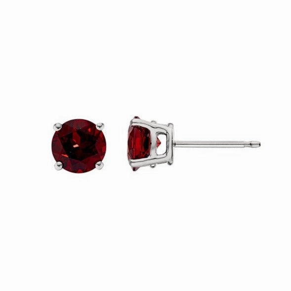 Vibrant Piece Unique Sparkle Classic Birthstone Stud Earrings with Garnet Gemstone