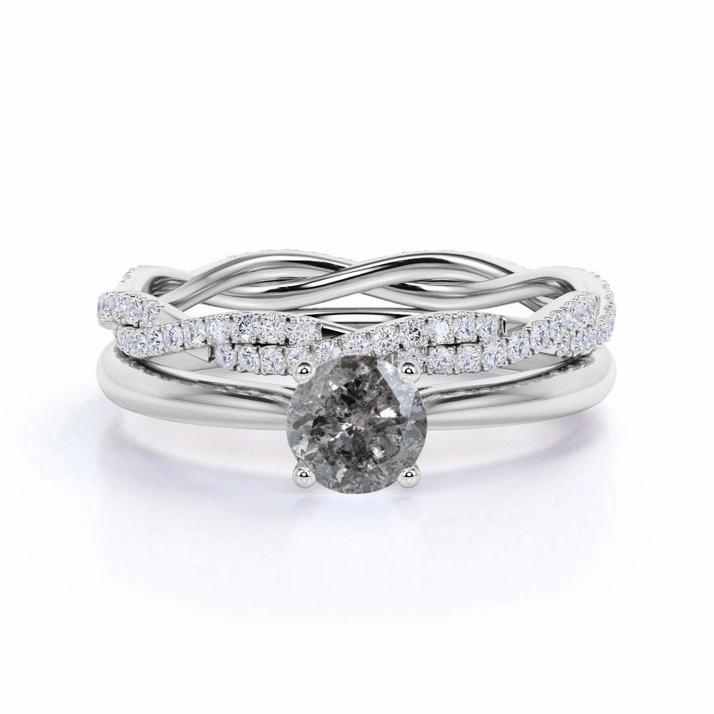 Infinity 0.75 Ct Round Salt and Pepper Diamond Bridal Set Durable Accessory