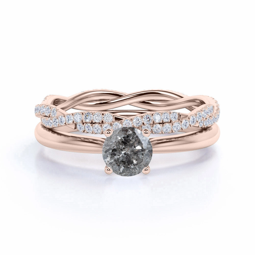 Infinity 0.75 Ct Round Salt and Pepper Diamond Bridal Set HighEnd Product Everyday Style