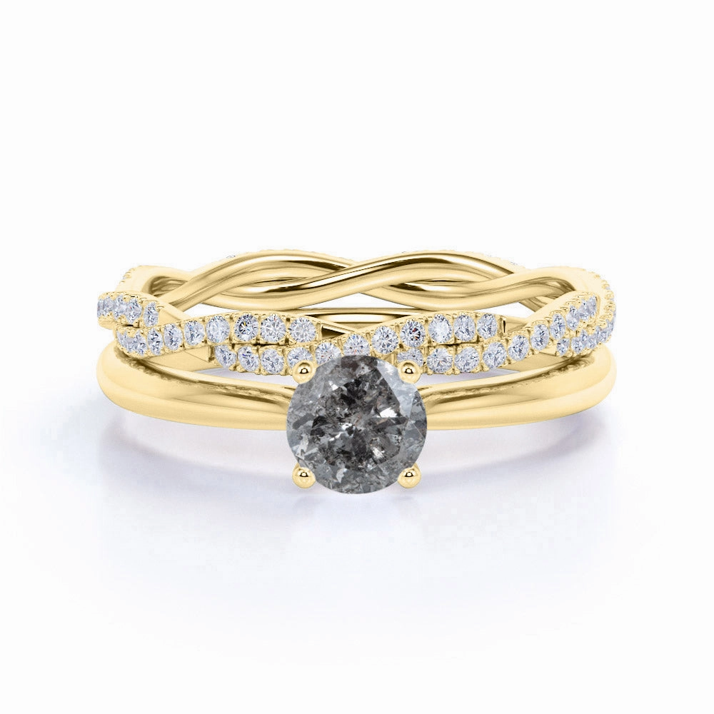 Infinity 0.75 Ct Round Salt and Pepper Diamond Bridal Set Fresh Appeal