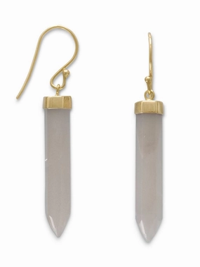 Pearlescent Trinket Square Accessory Gray Moonstone Earrings Gold-plated Sterling Silver Crystal Geometric