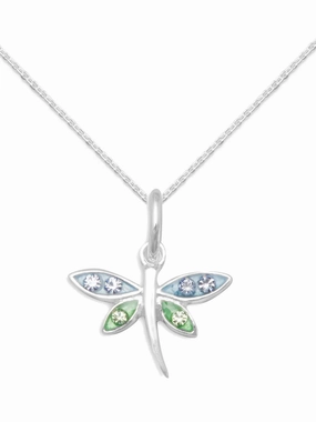 Ideal Style Classic Boy Small Dragonfly Necklace with Crystals Sterling Silver