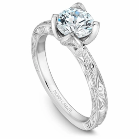 Modern Piece Noam Carver Vintage Solitaire Engagement Ring Setting in White Gold