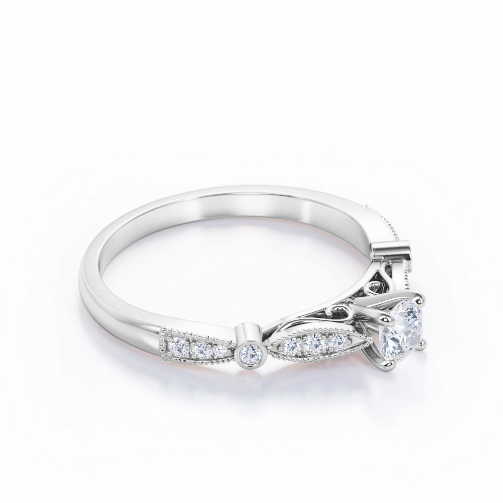 Art Deco 0.50 Ct Round Cut Diamond Engagement Ring Event Present Wonderful Work