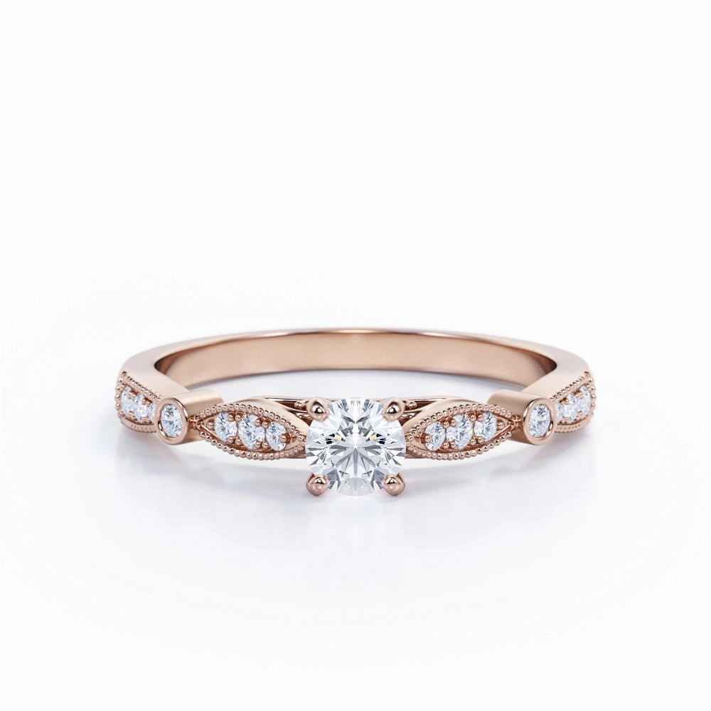 Art Deco 0.50 Ct Round Cut Diamond Engagement Ring Chic Article Artisan Statement