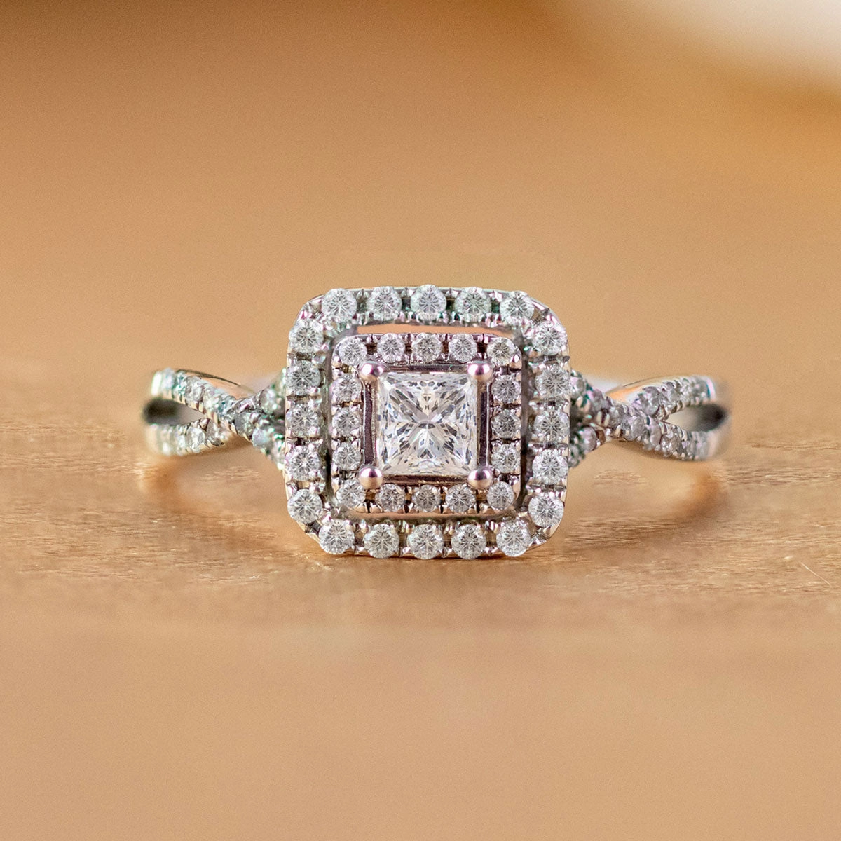 Infinity 1 Ct Princess Cut Diamond Halo Engagement Ring Delicate Object