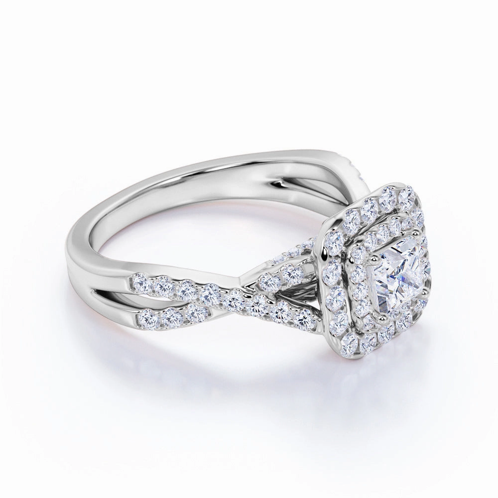 Refined Contour Secure Craft Infinity 1 Ct Princess Cut Diamond Halo Engagement Ring