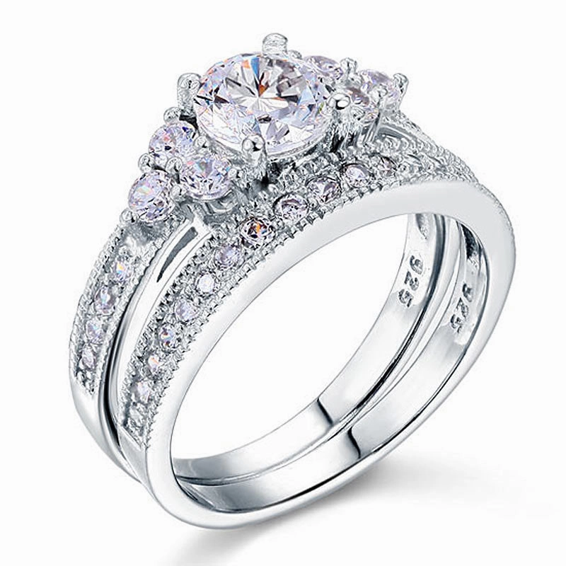 Suburban Trend Cluster 1.50 Carat Round Cut Moissanite Bridal Set