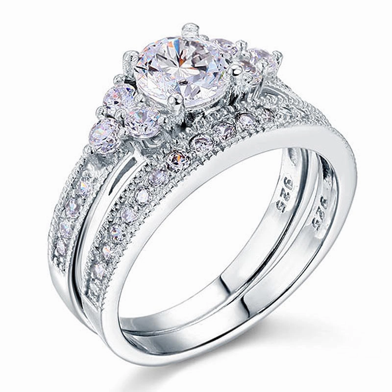 Cluster 1.50 Carat Round Cut Moissanite Bridal Set Gift Ready