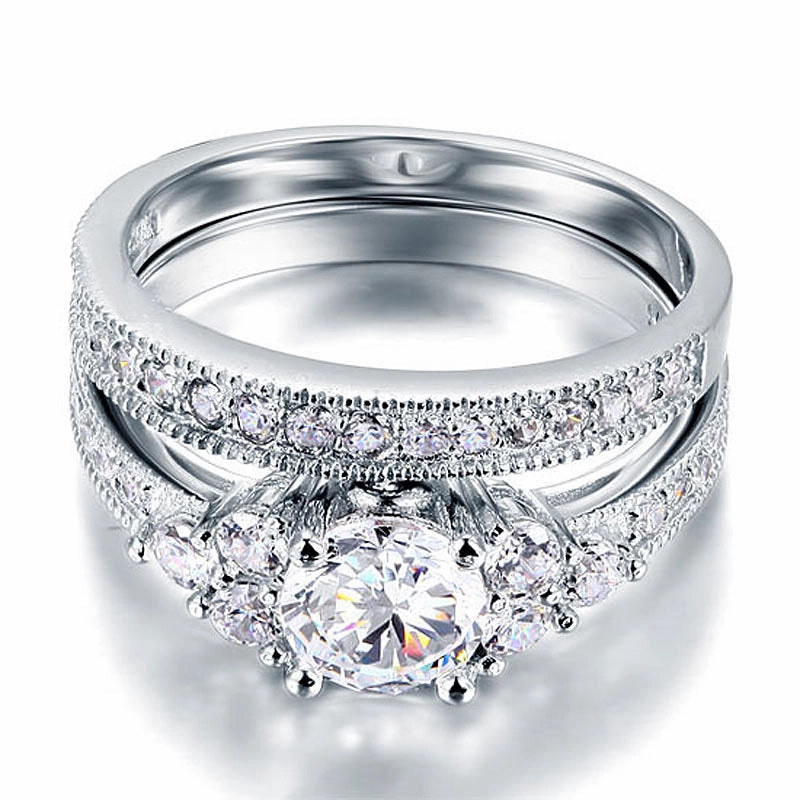 Cluster 1.50 Carat Round Cut Moissanite Bridal Set Casual Structure Luxury Touch