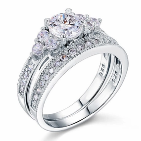 Designer Design Cluster 1.50 Carat Round Cut Moissanite Bridal Set