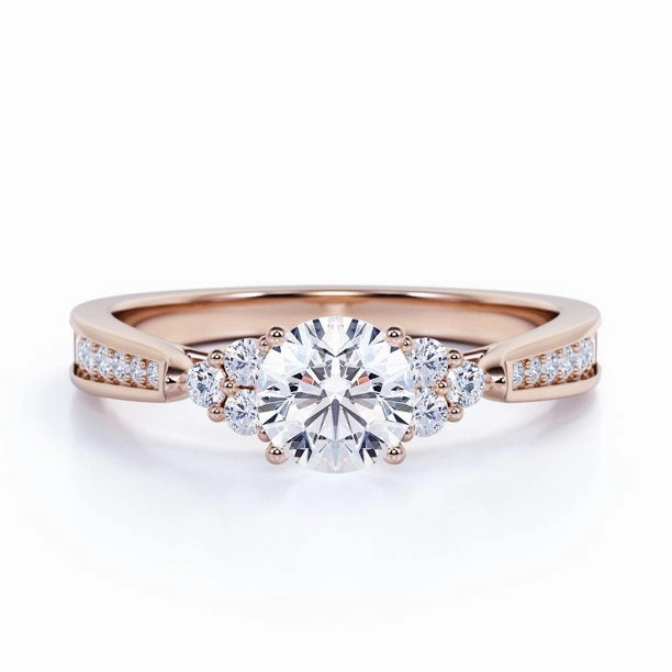 Cluster 1 Carat Round Moissanite Pave Engagement Ring Handmade Process