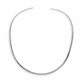 Collar Necklace Flat 3mm Open Back Polished Sterling Silver simple design Ideal Ornament