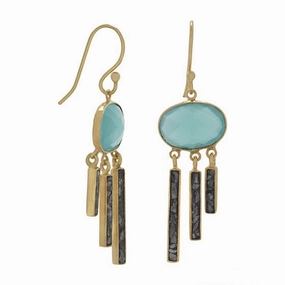 Classic Must-Have Faceted Glass Earrings with Diamond Chip Dangles Gold-plated
