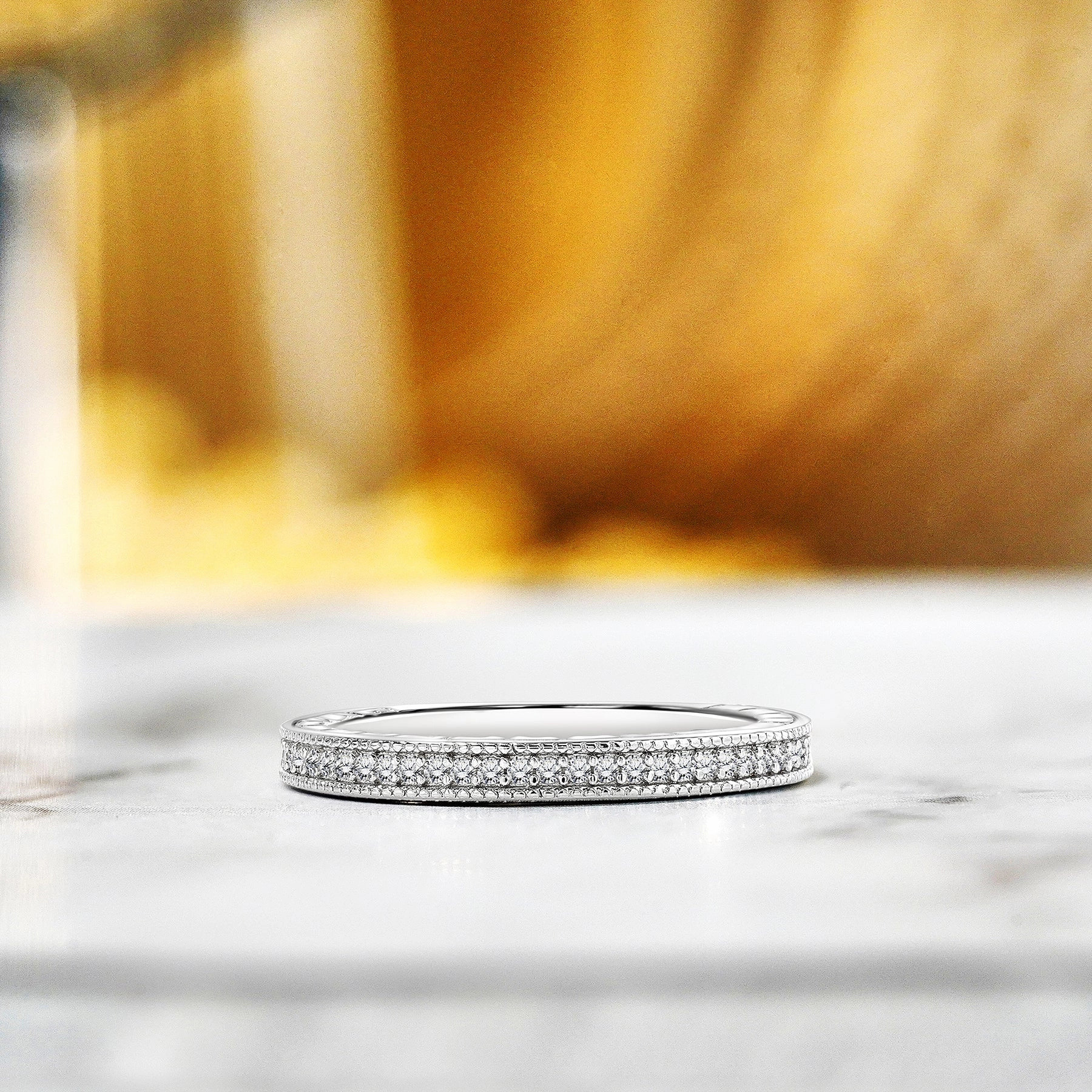 0.25 Carat Milgrain Band - Vintage Band - Wedding Ring Weekend Accent Modern Match