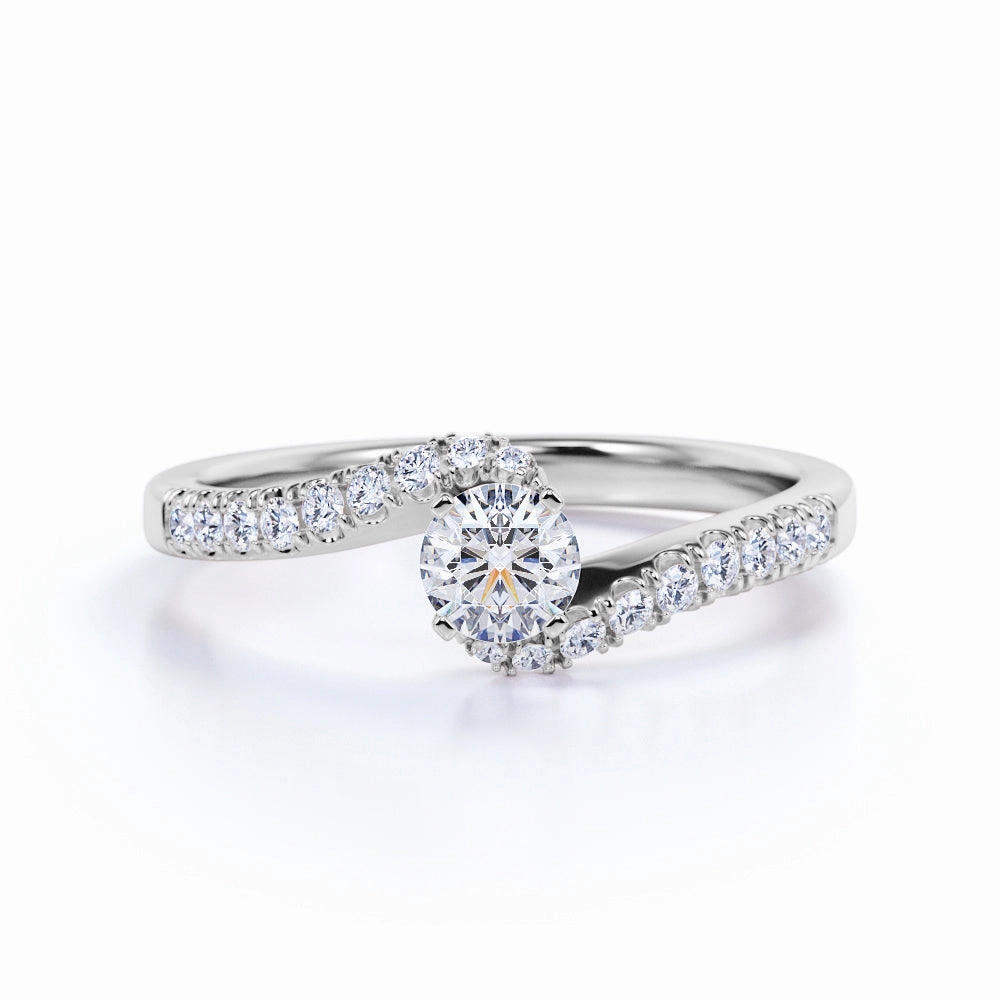 Pave 0.50 Ct Round Cut Diamond Engagement Ring Luxury Structure