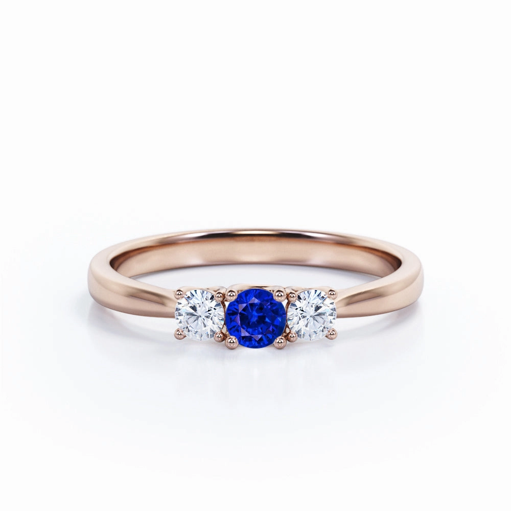 Trio 0.7 Ct Round Cut Lab Sapphire Engagement Ring Elegant Ornament