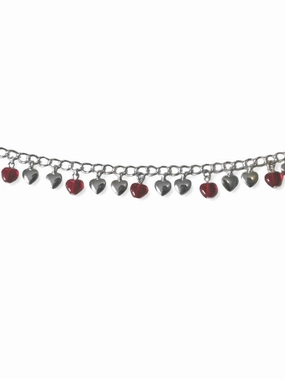 Regular Find Childs Red and Silver Heart Charm Bracelet Adjustable Length Silver Plate
