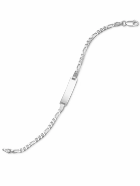 Identification ID Bracelet with Figaro Chain Sterling Silver Small Size Bright Future