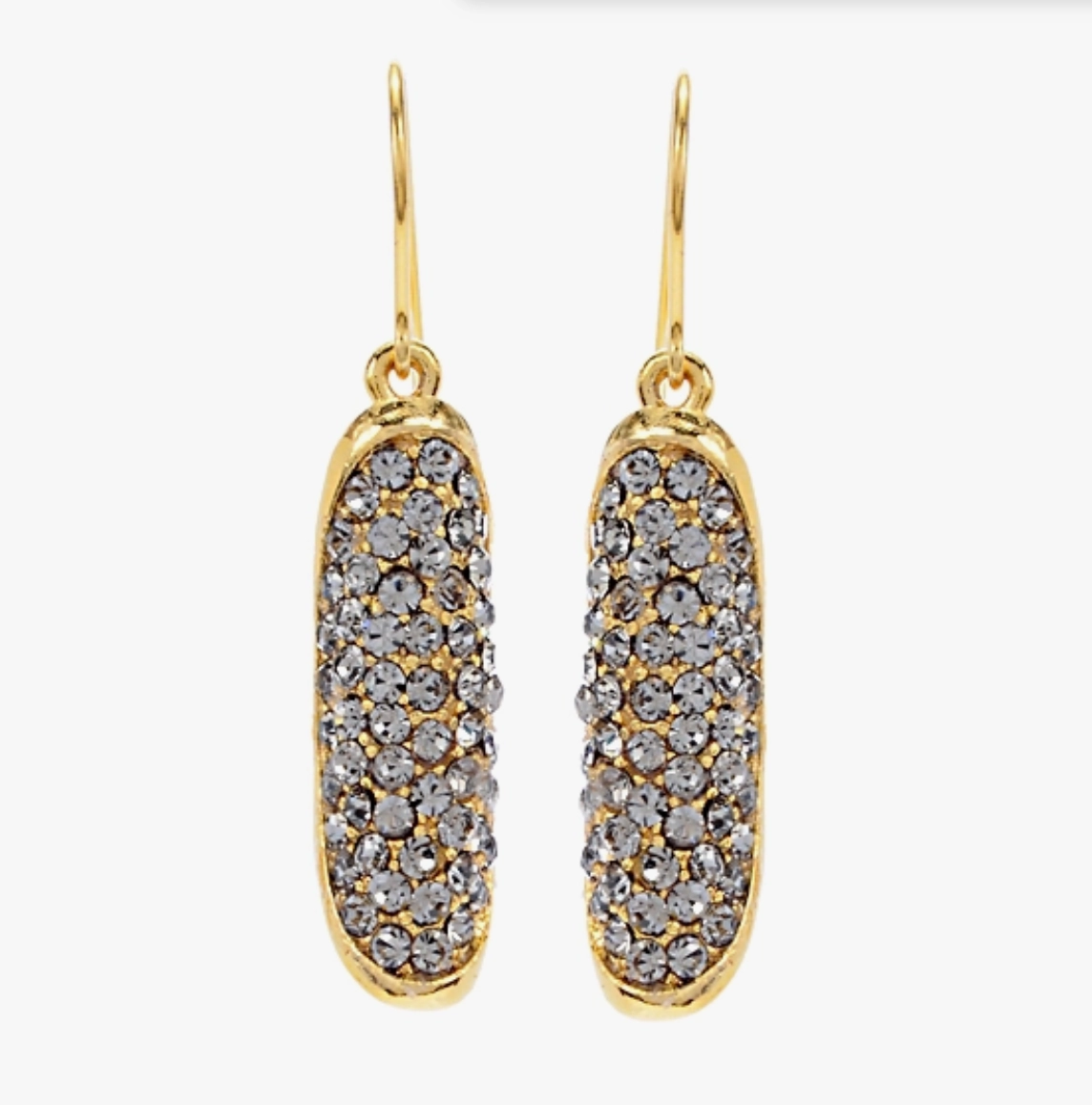 Industrial Ornament Classic Ornament Folded Oval Crystal Drop Earrings in Gold Finish