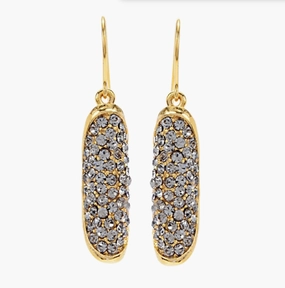 Industrial Ornament Classic Ornament Folded Oval Crystal Drop Earrings in Gold Finish