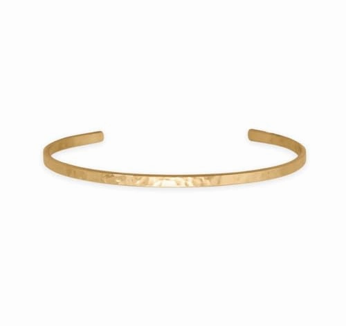 Promising Mixes Trendproof Pick Hammered Finish Cuff Bracelet 3.2mm Width Gold-plated Silver - Made in the USA