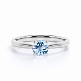 1 ct Round Cut Aquamarine Solitaire Engagement Ring Special Friend Timeless Adornment