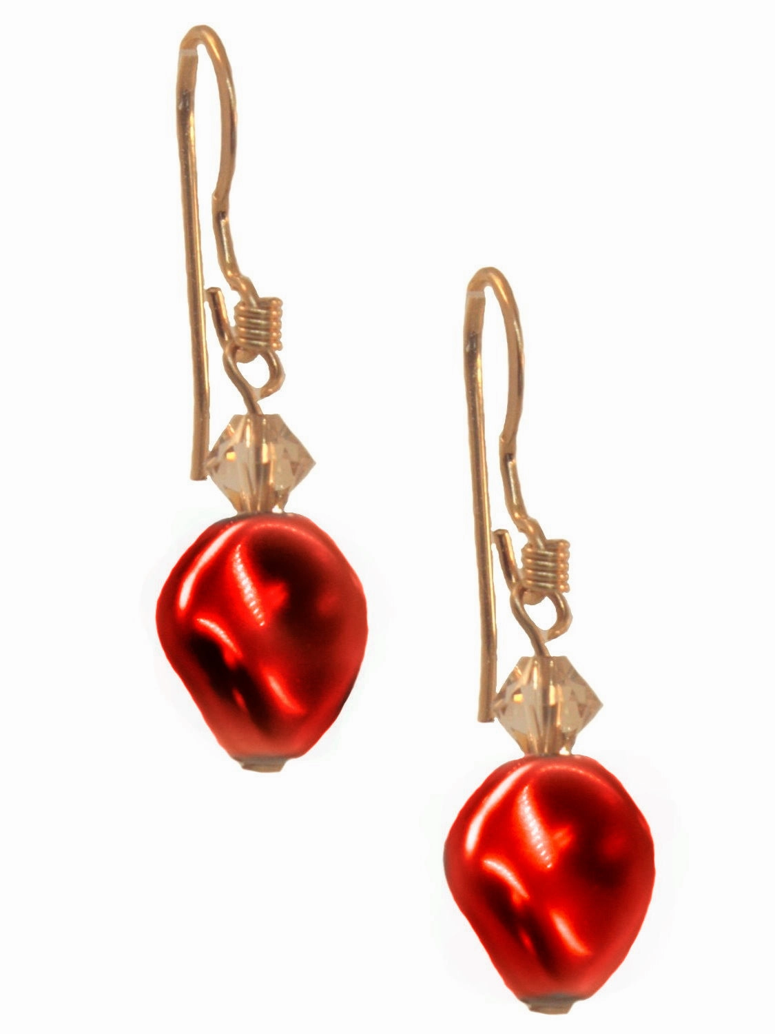 Curved Bordeaux Red Earrings Made with Swarovski Crystals 14k Gold-filled Matte Adornment