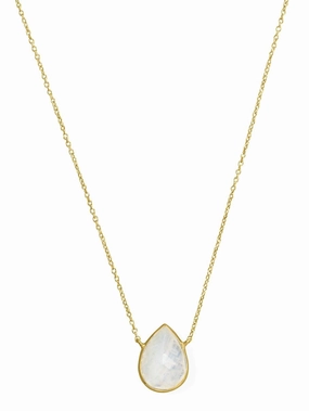 Festive Gift Handmade Adornment Rainbow Moonstone Necklace Gold-plated Sterling Silver Adjustable
