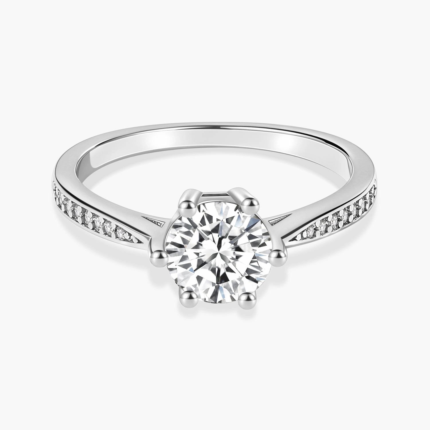 1CT Classic Round Cut Moissanite Ring for Women Vintage Emblem