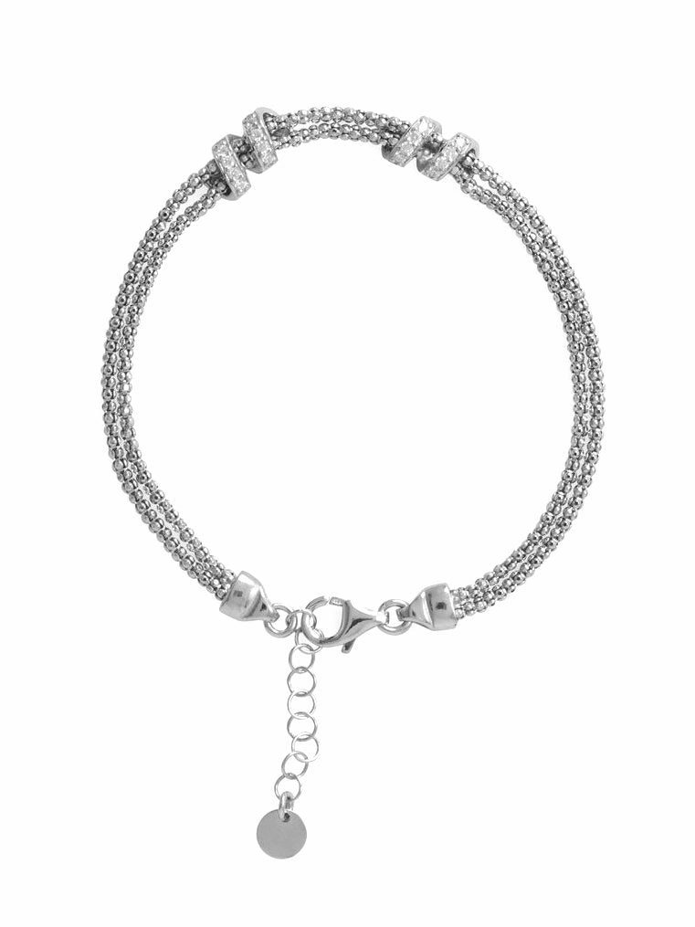 Steadfast Composites Coreana Chain Wrap Bracelet Cubic Zirconia Rhodium on Sterling Silver