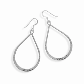 Ornate Item Fashionable Adornment Hammered Pear Shape Sterling Silver Dangle Earrings
