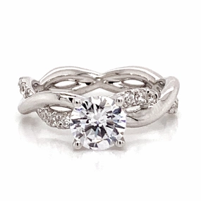 Round Diamond Twist Engagement Ring Setting in White Gold Date Look