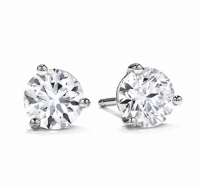 Hearts On Fire Round Solitaire/Stud Diamond Earrings in 18K White Gold (.50ctw) Essential Pair