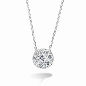Hearts On Fire 18K White Gold Tessa Diamond Cluster Pendant with a 18K White Gold Link Necklace (0.25ctw) Brilliant Piece