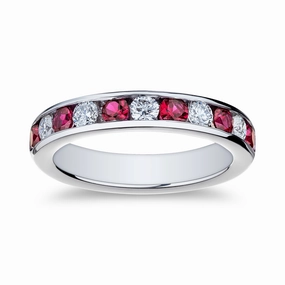 Bremer Jewelry Ruby and Diamond Channel Set Ring in Platinum (1.11ctw) Bold Detailing