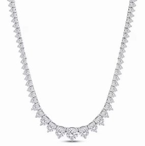 Round Shape Diamond 14K White Gold Riviera Necklace (8.52ctw) Gleaming Craft