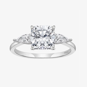 Unique Item Amazing Jewelry 3 Stone Cushion Cubic Zirconia Wedding Promise Ring