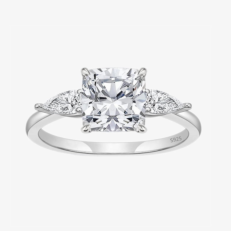 Comfy Style 3 Stone Cushion Cubic Zirconia Wedding Promise Ring