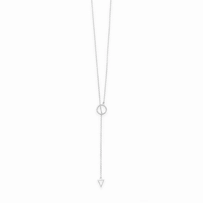 Triangle and Circle Lariat Necklace Sterling Silver Personalized Jewelry