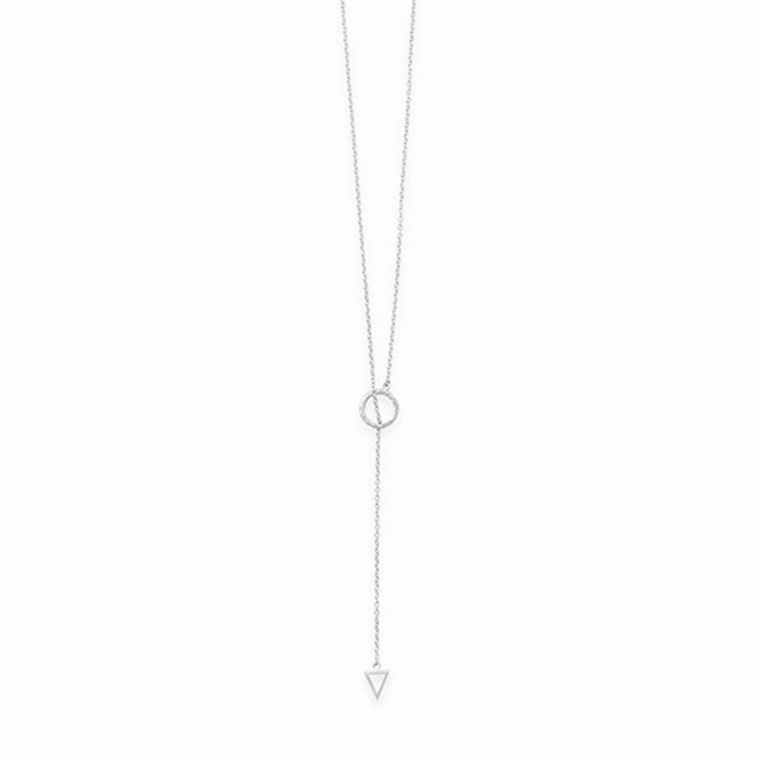Triangle and Circle Lariat Necklace Sterling Silver Personalized Jewelry