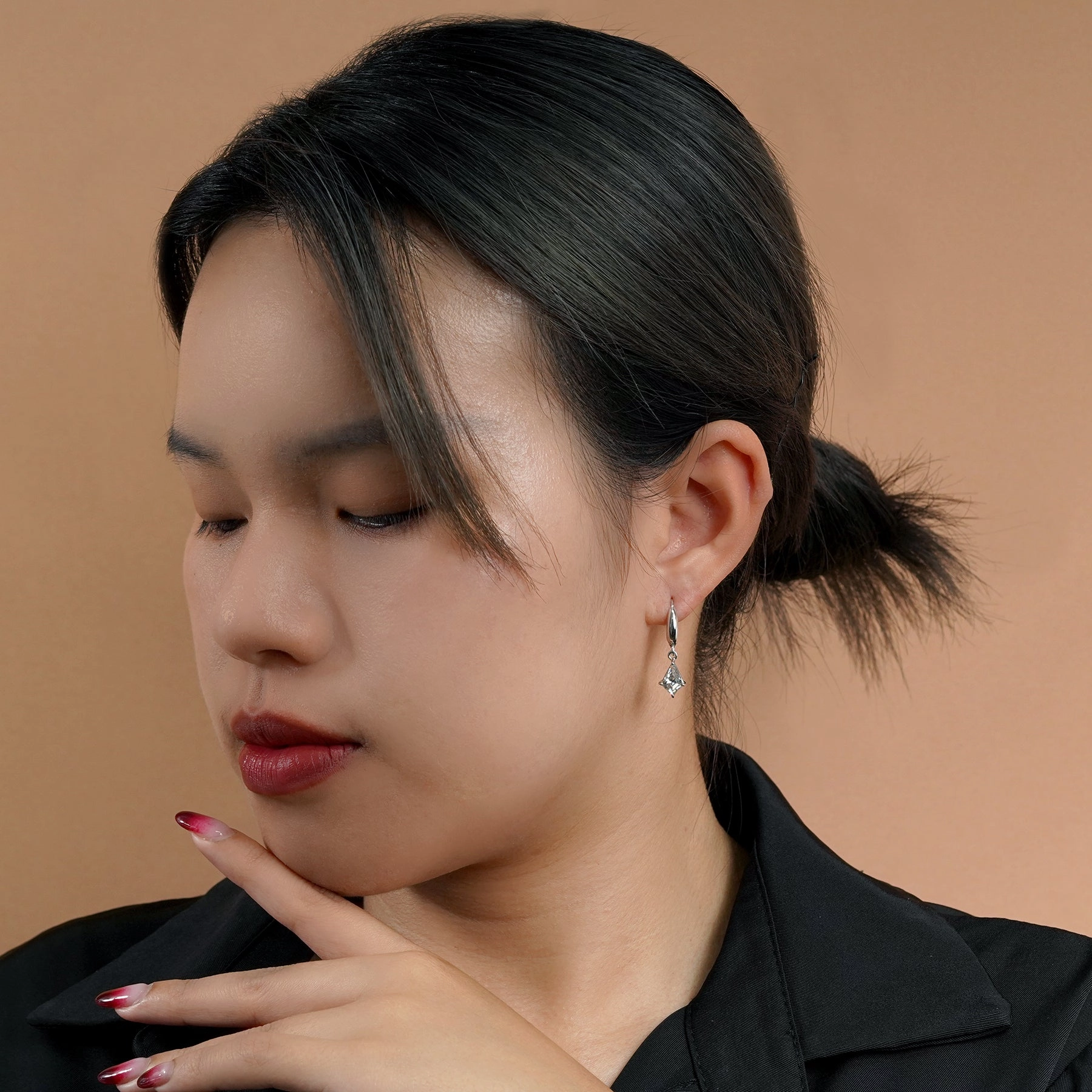 Fancy 1.75 Carat Kite Shaped Moissanite Dangle Earrings in 18K White Gold over Silver Trendy Accessory Sturdy Accent