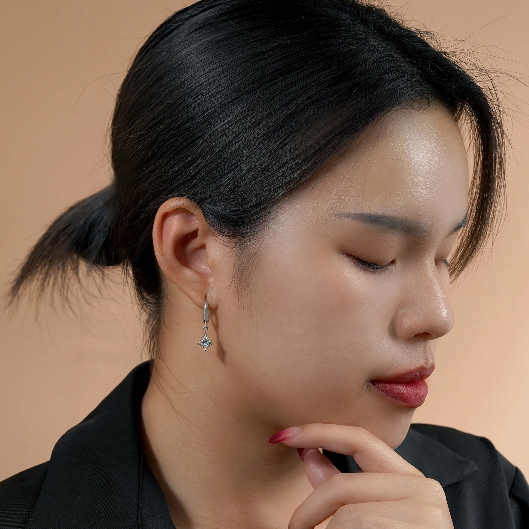 Fancy 1.75 Carat Kite Shaped Moissanite Dangle Earrings in 18K White Gold over Silver Corporate Ornament