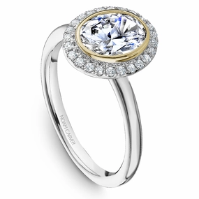 Noam Carver Bezel Diamond Engagement Ring Setting in White and Yellow Gold Casual Accent Sleek Design