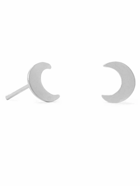 Crescent Moon Post Stud Earrings Sterling Silver Substantial Decoration Casual Ornament